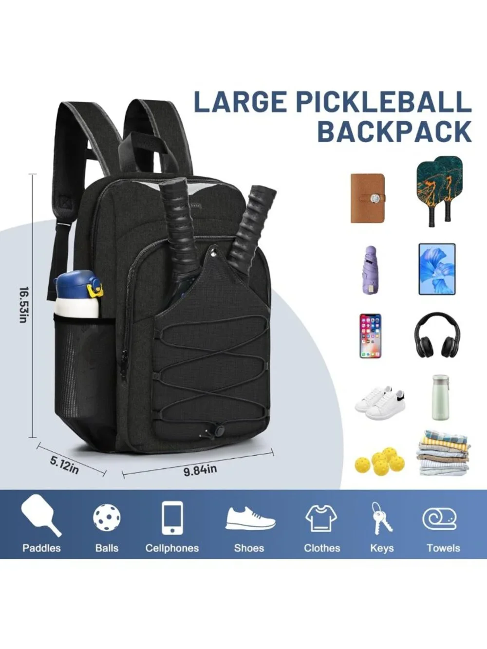 Versatile Pickleball Backpack - Large Capacity Sling Bag with Ventilated Racket